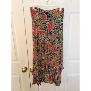 Vintage Indira Womens Floral Ruffled Skirt M